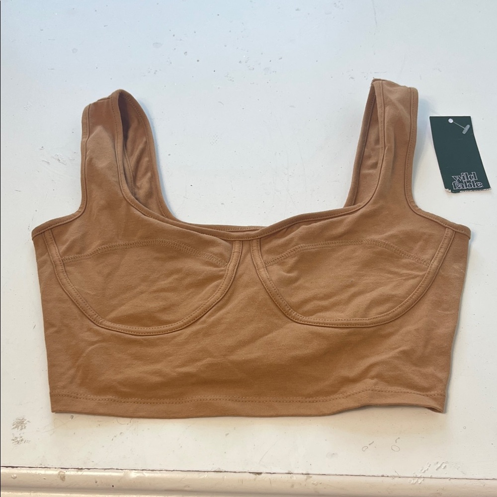 Wild Fable Small Light Brown Tan Cropped Bustier Style Tank Top